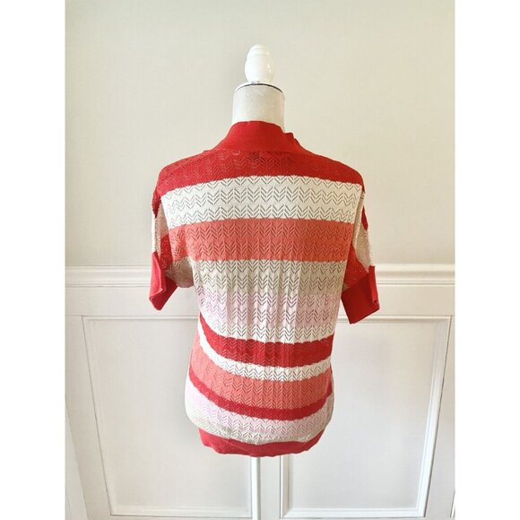 Outback Red XS Red Orange Pink Tan Crochet Knit Cardigan - Picture 3 of 6